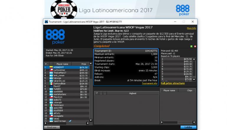 Se jugó la primera fecha de la Liga Latinoamericana WSOP Vegas 2017